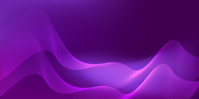 Soft gradient dark purple abstract background with flowing wave line. vector