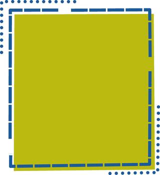 A decorative square frame illustration featuring a green fill with blue dashed and dotted outline accents, perfect for highlights, notes, labels, and various graphic design projects vector