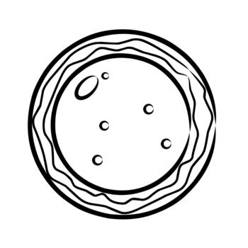 un dibujado a mano garabatear ilustración de un redondo forma con texturizado líneas y puntos presentando planeta o pasteles, adecuado como un decorativo elemento para resumen temas vector