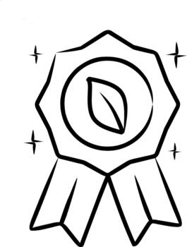 A hand-drawn sketch style icon of a leaf inside a badge with a ribbon, featuring minimal shading to maintain a clean organic look, designed as a versatile graphic element for natural or eco-friendly vector