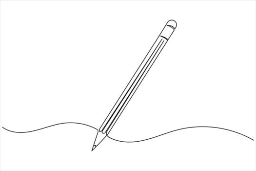 Pencil continuous one line drawing in minimalist outline style vector