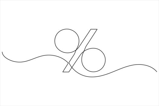 Minimalist percent sign created with a simple continuous one line drawing vector