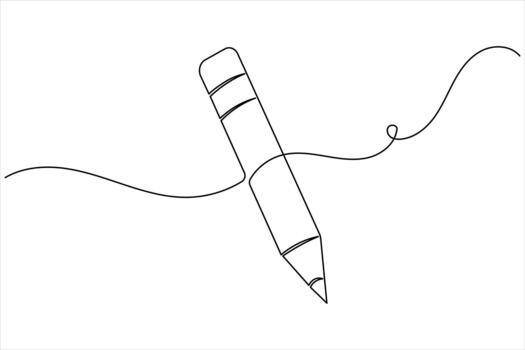 Continuous line art pencil in elegant minimal style vector