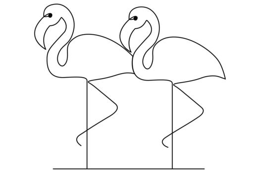 Continuous line flamingo illustration in clean minimal outline style vector
