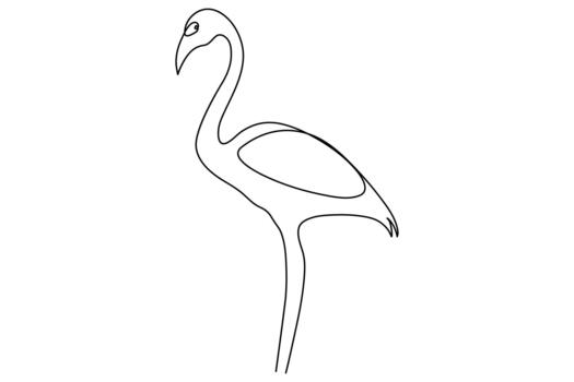 Simple one line flamingo outline in clean minimal art style vector