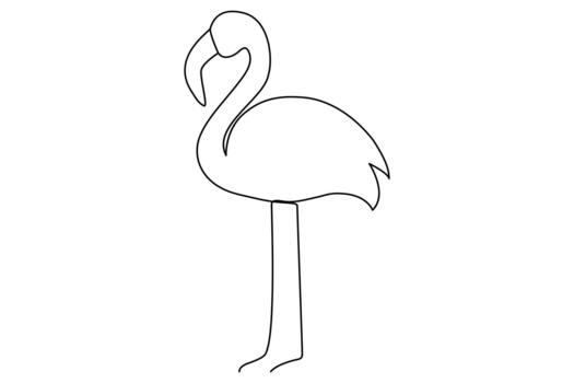 Minimal one line flamingo drawing showing elegant outline form vector