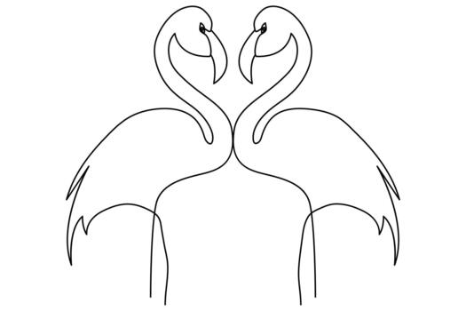 Continuous single line flamingo illustration in modern outline design vector