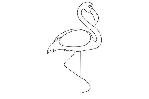 Flamingo outline art created through smooth continuous one line style vector