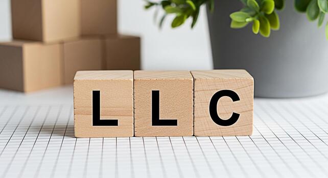 Wooden blocks spelling LLC on a grid surface symbolizing business formation and legal structure creating a sense of professionalism and trust in a modern business environment photo