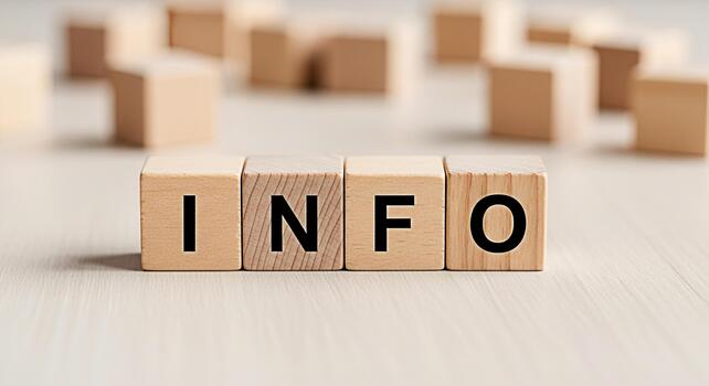 Wooden blocks spelling INFO on a bright table conveying a message of knowledge and data perfect for educational materials business presentations and informational websites creating a clear and concise photo