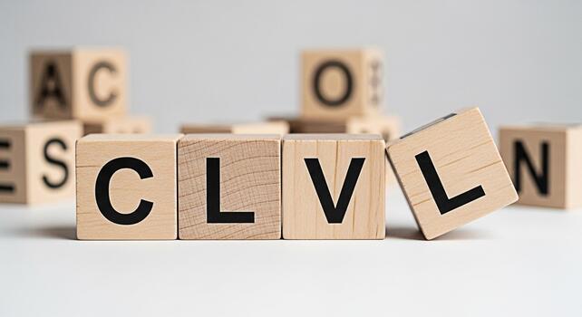 de madera bloques ortografía fuera clvln en un blanco superficie transporte un sentido de juego de palabras y aprendizaje en un minimalista ajuste ideal para educativo contenido y creativo diseño proyectos con un limpiar estético foto