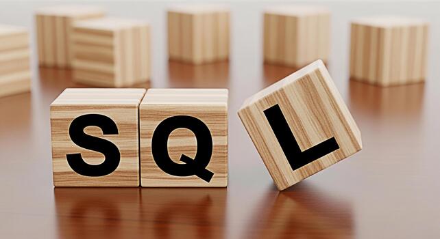 Wooden blocks displaying SQL on a wooden surface representing database management and query language conveying a concept of data analysis and structured information in a business environment photo