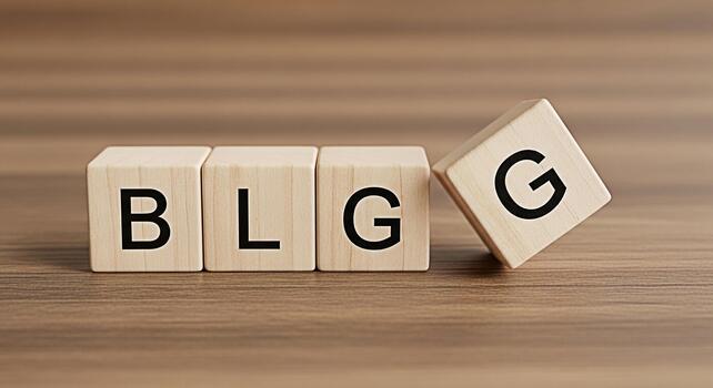 Wooden blocks spelling BLOG on a wooden surface symbolizing online content creation and sharing conveying a message of information communication and community in the digital world photo