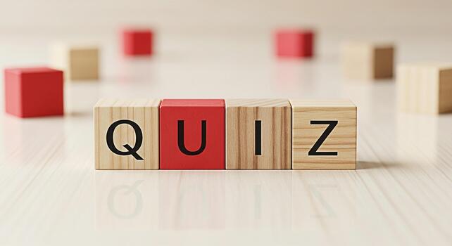Wooden blocks spelling QUIZ on a light wood surface creating a playful and engaging atmosphere perfect for educational content online learning platforms and interactive game designs promoting knowledg photo