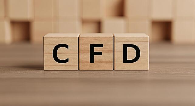 Wooden blocks displaying CFD on a wooden surface representing Contracts for Difference in a simple and clear manner conveying financial concepts and trading strategies with a minimalist aesthetic photo