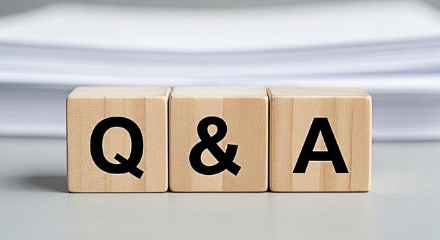 Wooden blocks displaying Q A on a neutral surface symbolizing questions and answers in a business or educational setting creating a clear and concise message for information and support photo