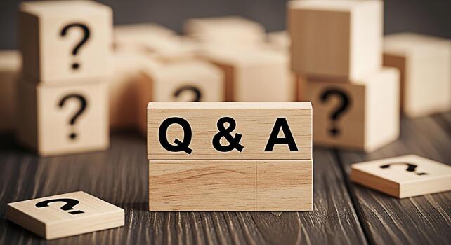 Wooden blocks displaying Q A on a wooden surface surrounded by question mark blocks representing knowledge problemsolving and the importance of asking questions in a learning environment photo