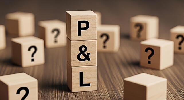 Wooden blocks displaying PL standing tall amidst question mark blocks on a wooden surface representing profit and loss analysis financial uncertainty and the importance of strategic decisionmaking in photo