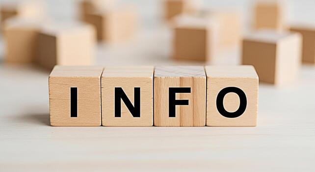 Wooden blocks spelling INFO on a bright surface conveying knowledge and data in a clean and minimalist setting perfect for illustrating information access and educational concepts with clarity and sim photo