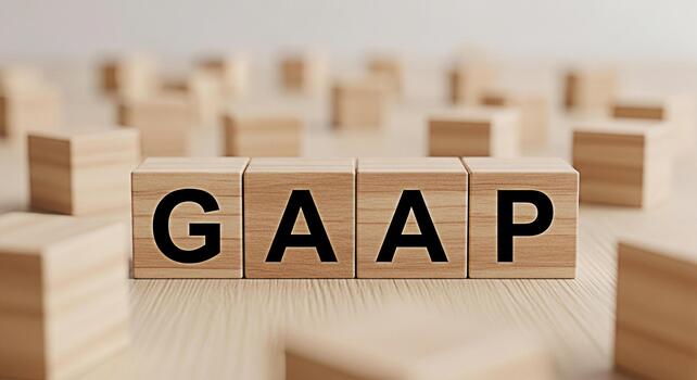 Wooden blocks spelling GAAP on a light wood surface representing Generally Accepted Accounting Principles conveying financial compliance and transparency in a clean minimalist setting photo