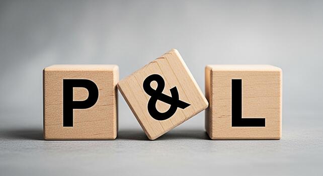 Wooden blocks displaying PL on a gray surface representing profit and loss statements financial reporting and business performance analysis in a neutral and professional setting symbolizing financial photo