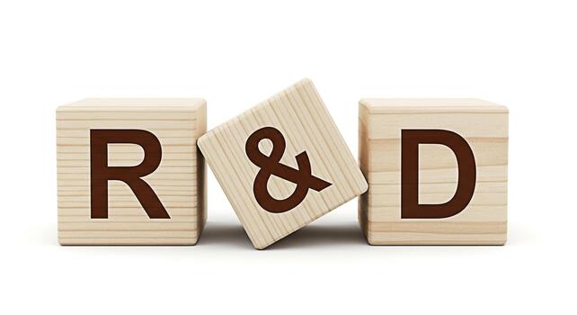 Wooden blocks displaying RD on a white surface symbolizing research and development innovation and progress in a clean and minimalist setting conveying a sense of creativity and strategic planning photo