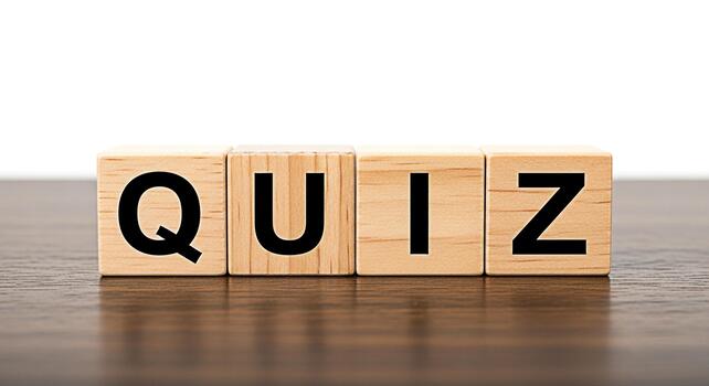 Wooden blocks spelling QUIZ on a dark wooden surface representing a challenge knowledge testing and intellectual stimulation in an educational or competitive environment fostering curiosity and engage photo