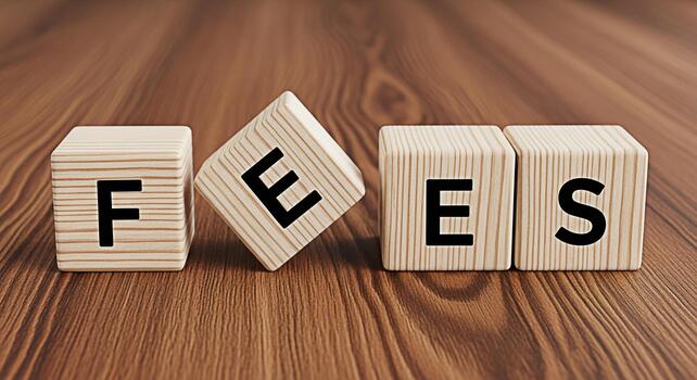 Wooden blocks spelling FEES on a wooden surface representing financial obligations and costs conveying a sense of responsibility and the need for careful financial planning in a business setting photo