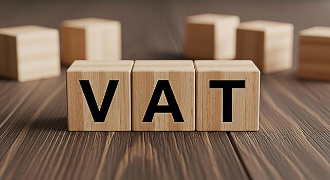 de madera bloques mostrando IVA en un rústico de madera mesa representando valor adicional impuesto financiero conformidad y negocio contabilidad en un sencillo conceptual y visualmente atractivo conducta foto