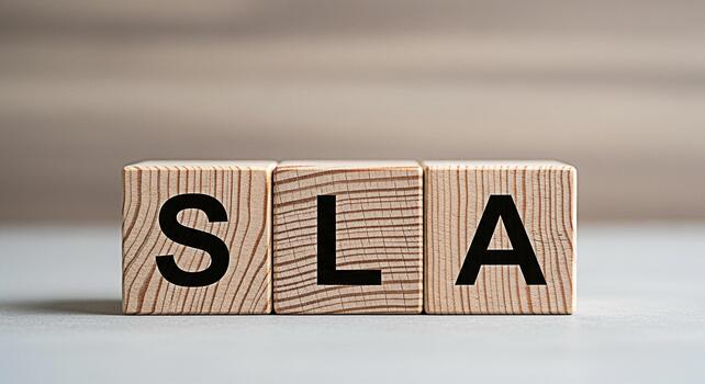 Wooden blocks displaying SLA on a neutral surface representing Service Level Agreement a crucial concept in business and technology emphasizing commitment and quality assurance photo