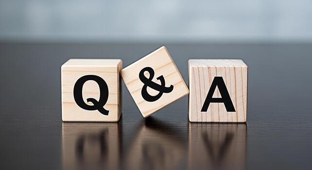 Wooden blocks displaying Q A on a dark surface representing a question and answer session in a corporate setting creating a mood of clarity and information exchange for business solutions photo