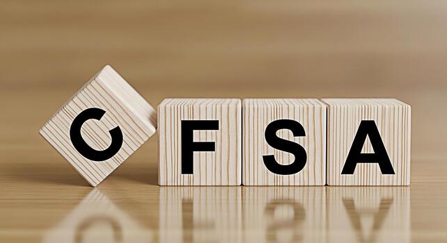 Wooden blocks spelling CFSA on a reflective surface symbolizing financial analysis and security conveying a sense of trust and expertise in a professional setting ideal for business and investment con photo