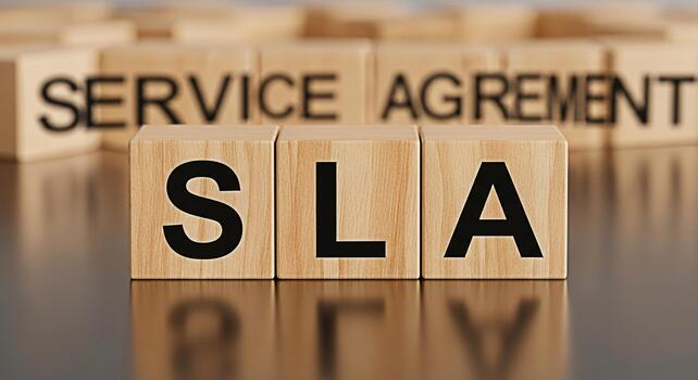 Wooden blocks displaying SLA in a corporate setting representing a Service Level Agreement emphasizing business commitment and clear expectations in a professional and transparent manner ensuring acco photo