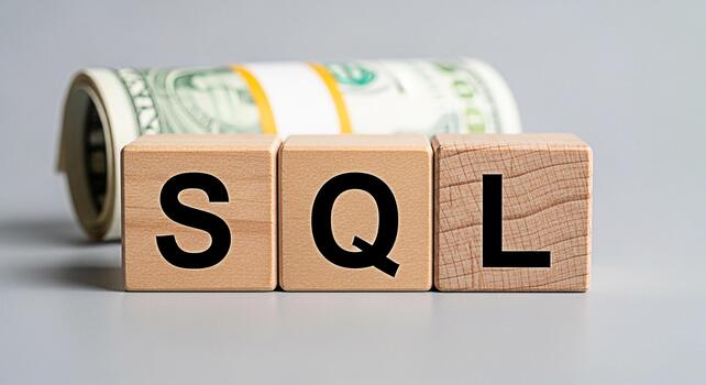 Wooden blocks displaying SQL in a studio setting representing database management and financial technology conveying a concept of datadriven investment strategies and the importance of structured quer photo