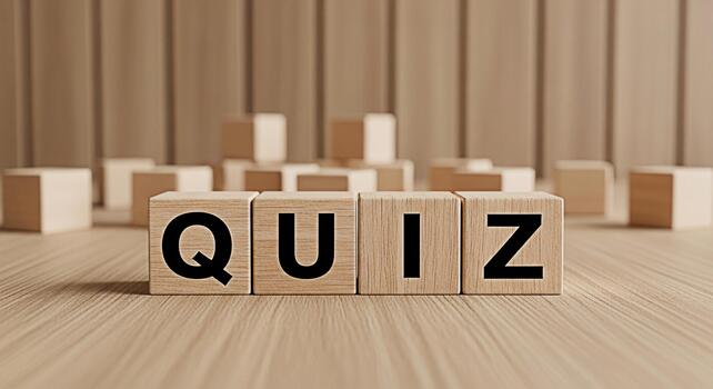 Wooden blocks spelling QUIZ on a wooden surface inviting participation in a fun and engaging trivia game or knowledge test creating a playful and educational atmosphere photo