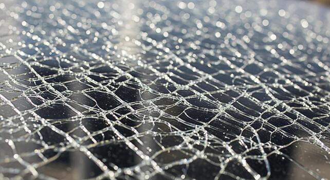 agrietado vaso superficie reflejando luz de sol creando un resumen modelo de fracturas y líneas simbolizando fragilidad dañar y el belleza encontró en imperfección con un oscuro antecedentes foto