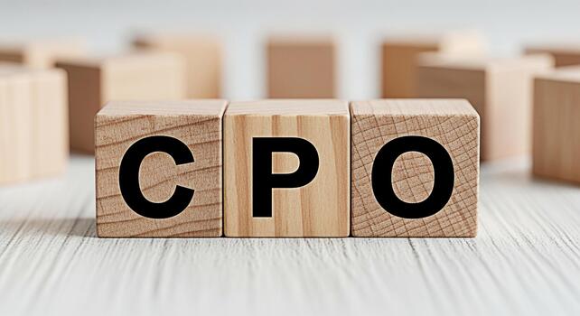 Wooden blocks displaying CPO on a white wooden surface representing Cost Per Order in a clean and minimalist setting symbolizing business efficiency and marketing strategy for online commerce photo