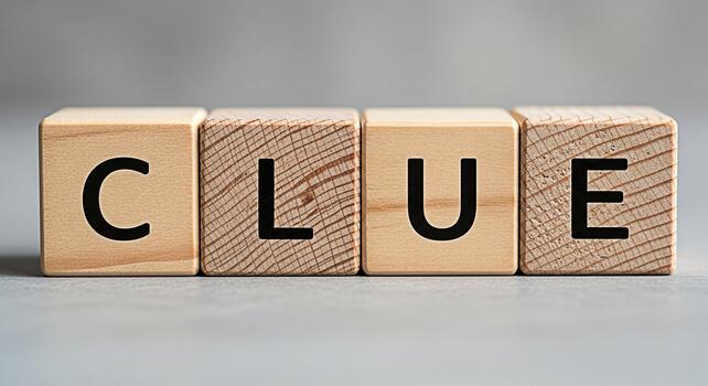 de madera bloques ortografía pista en un gris superficie sugerencia un misterio o rompecabezas a ser resuelto creando un sentido de intriga y desafío en un minimalista ajuste ideal para educativo o relacionado con el juego conten foto