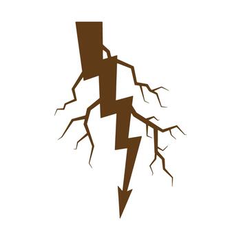 Illustration of a brown lightning bolt with branch-like structures and a white background vector
