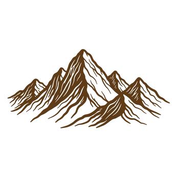 Detailed brown sketch of mountain range on white background for design projects vector
