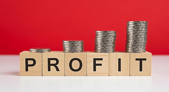 Profit and money concept on red background photo