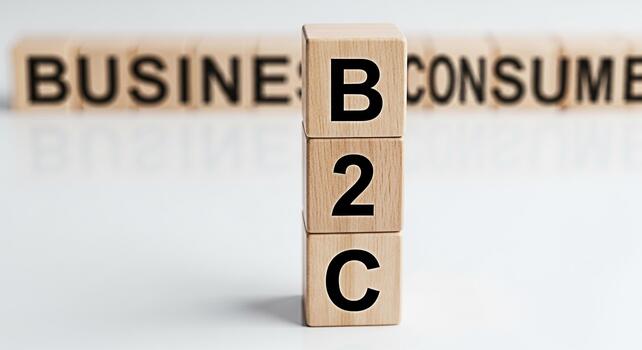 Wooden blocks displaying B2C on a white surface representing businesstoconsumer relationships and strategies conveying a clear and concise message about marketing and sales approaches in a modern busi photo