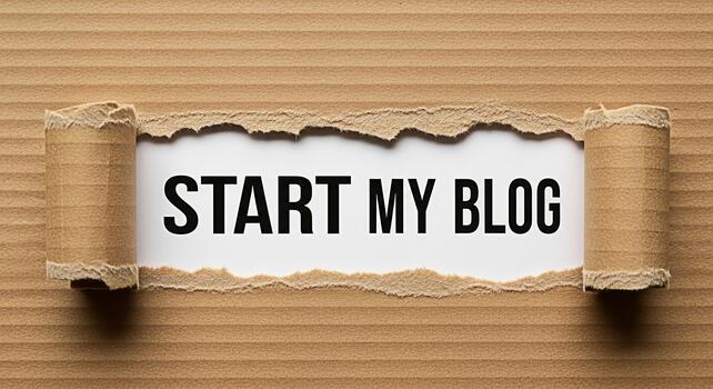 Rasgado cartulina revelador comienzo mi Blog mensaje simbolizando un Fresco comenzando y creativo expresión en un digital ambiente transporte un motivacional y inspirador estado animico para ambicioso bloggers foto