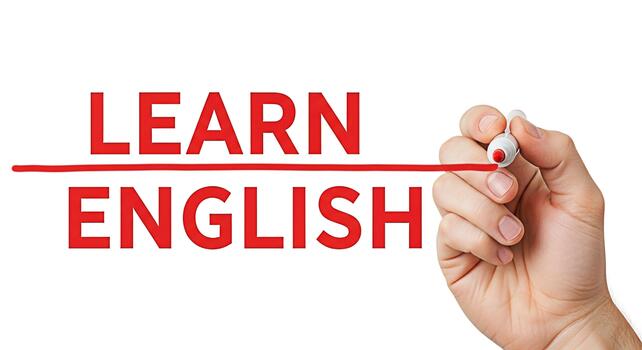 mano subrayando aprender Inglés en rojo marcador en un blanco antecedentes simbolizando el importancia de idioma educación y el concepto de adquisidor nuevo habilidades para personal y profesional crecimiento foto