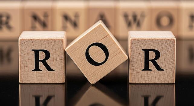 Wooden blocks spelling out ERROR on a reflective surface conveying a message of mistake and the importance of proofreading in business and education highlighting the concept of problemsolving photo