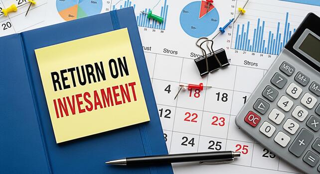 Analyzing return on investment with calendar financial charts and calculator on a desktop representing strategic financial planning and successful investment management in a business environment photo