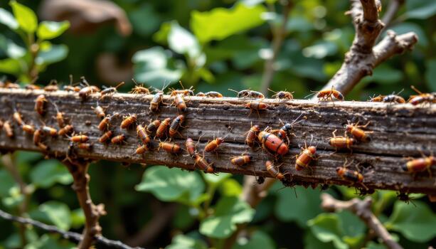 The fence hums with activity as insects crawl along it, connecting the outside world with the hidden paradise within. photo