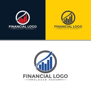 Financial logo design with circular arrow and bar graph isolated on white background, ideal for business, investment, and growth concepts vector