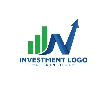Investment logo design isolated on white background featuring a bar graph and an arrow pointing upwards, symbolizing growth and financial success vector