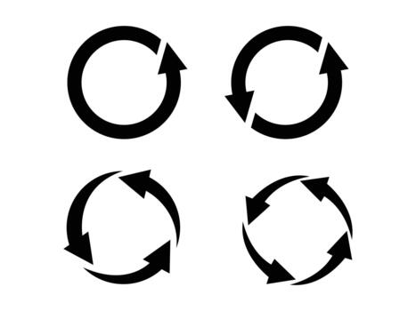 Circle Arrow Icon Set, Refresh, Reload, Repeat, Rotation, Recycle Symbols vector